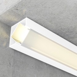 White Lacquered Aluminum Angle Profile 19mm - 2 Meters + Opal Diffuser