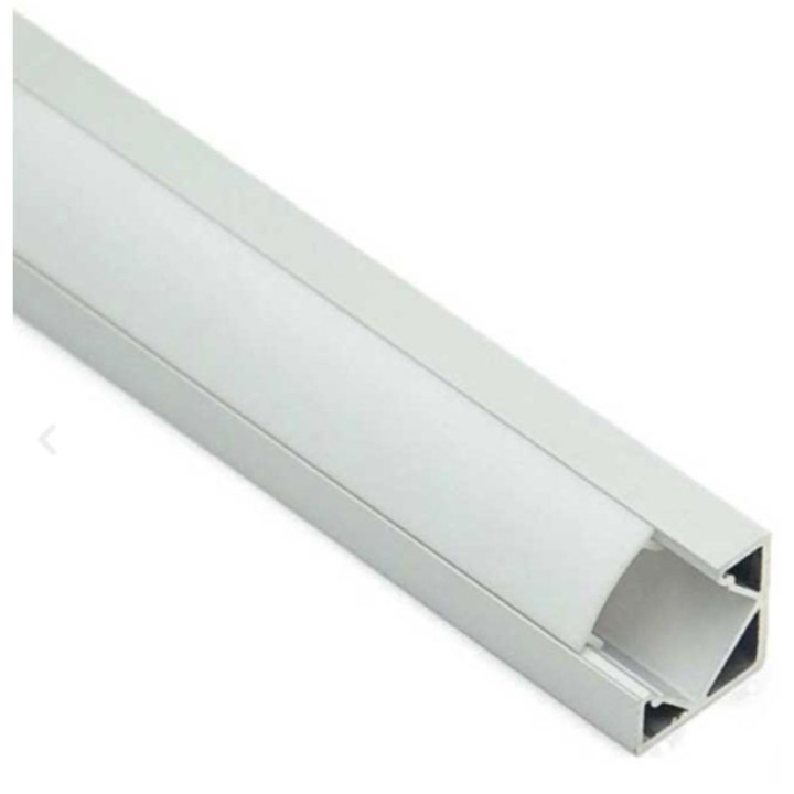 Profilé Aluminium Angle Laqué Alu 19mm - 2 Mètres + Diffuseur opal + E