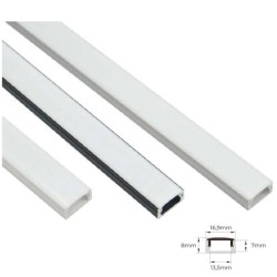 Profile Blanc Surface 2M pour ruban 8mm + Diffuseur opal + Embouts et 
