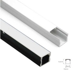 Profile Blanc Surface 2M pour ruban 15mm + Diffuseur opal + Embouts et