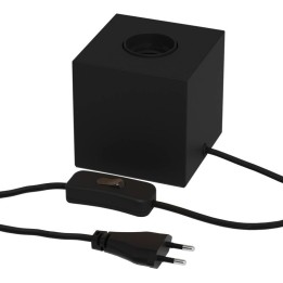 Lampe à poser E27 Métal Noir avec 1.5m Câble Textile avec Interrupteur