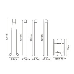 Colonne pour lampadaire 3,7M détachable noir Ledme