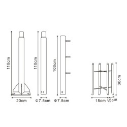 Colonne pour lampadaire 3M détachable gris Ledme