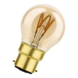 B22d Ball LED 3W = 18W 2000K Gold Dimmable Filament Effect 230V-240V