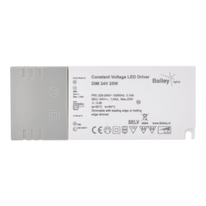  LED Driver 24V DC 25W IP20 TRIAC Gradable