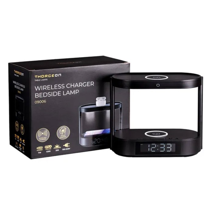 Bedside Wireless Phone Charger 7W LED Table Lamp clock 220-240V