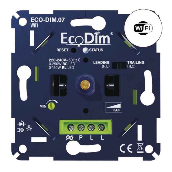 Variateur mural WiFi poussoir/tournant 0-250W (RC) 0-150W RL ECO-DIM.0