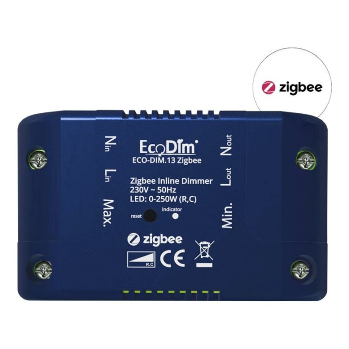 Variateur Inline Zigbee 0-250W Coupure de phase ECO-DIM.13