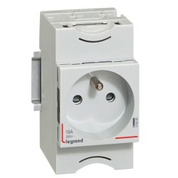 Modular power outlet 10A to 16A 250V~ - 2P+E with shutters - 2.5 modul