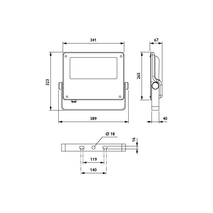 Waterproof spotlight LED BVP125 740 On/Off  Asymetric Philips