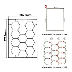 Panneau Led Hexagonal Abeille 200W RGB 2,43X4,83m
