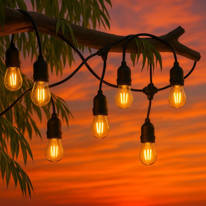 Outdoor Solar LED String Lights (10 Bulbs, 7.5M Included) IP65