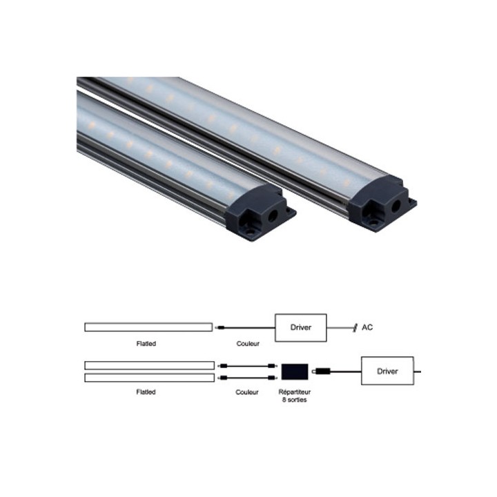 Réglette lextra fine ed 10w 3000K 1m avec câble d'alimentation