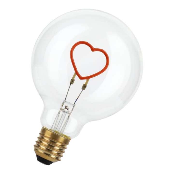 E27 LED Silhouette Coeur G95 2w = 10w Rouge Clair 220-240V