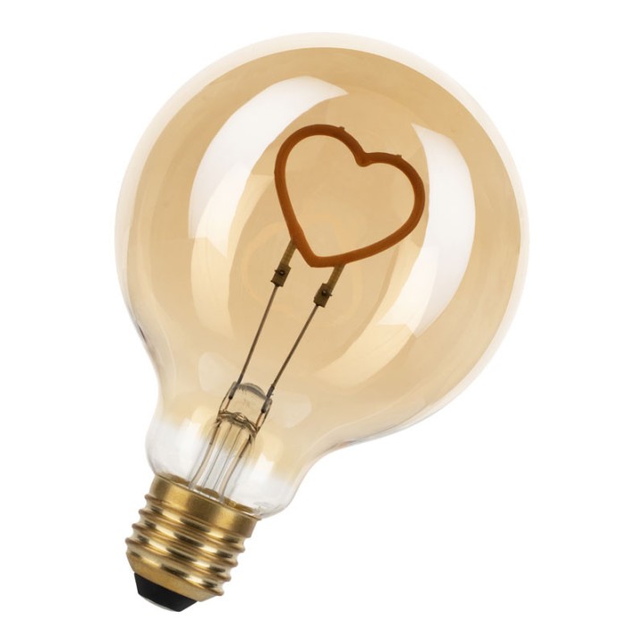 E27 Globe led Silhouette Heart G95 2W 90lm 2000K Gold