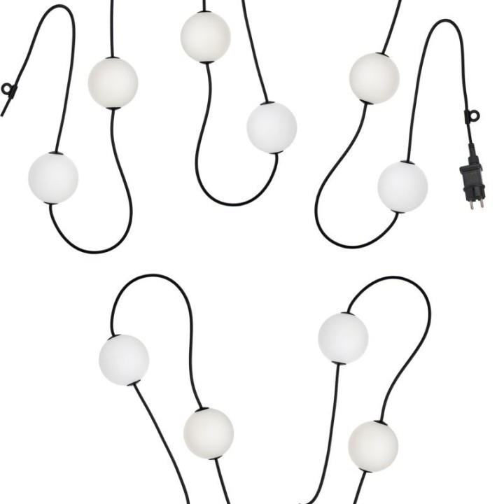 LED Party Balls String Lights 7.7m 10 Globes G100 2500K IP67 Extendabl