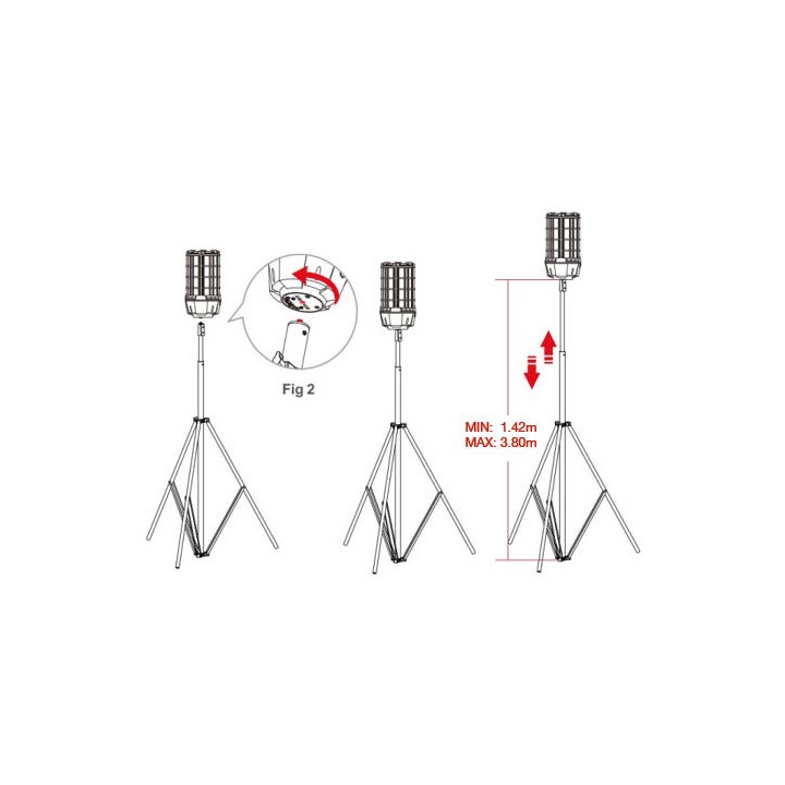 Trépied M10 pour LED RoBust Ballon Réglable en hauteur Min. 1.42m - Max. 3.8m