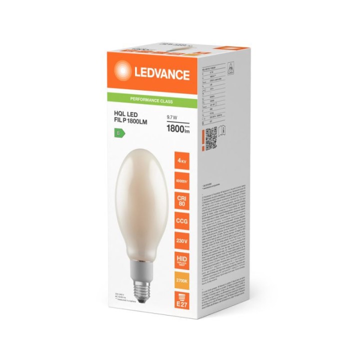 E27 HQL LED PFM 9,7w = 50w 827 2700K 1800lm IRC80 220-240v ledvance