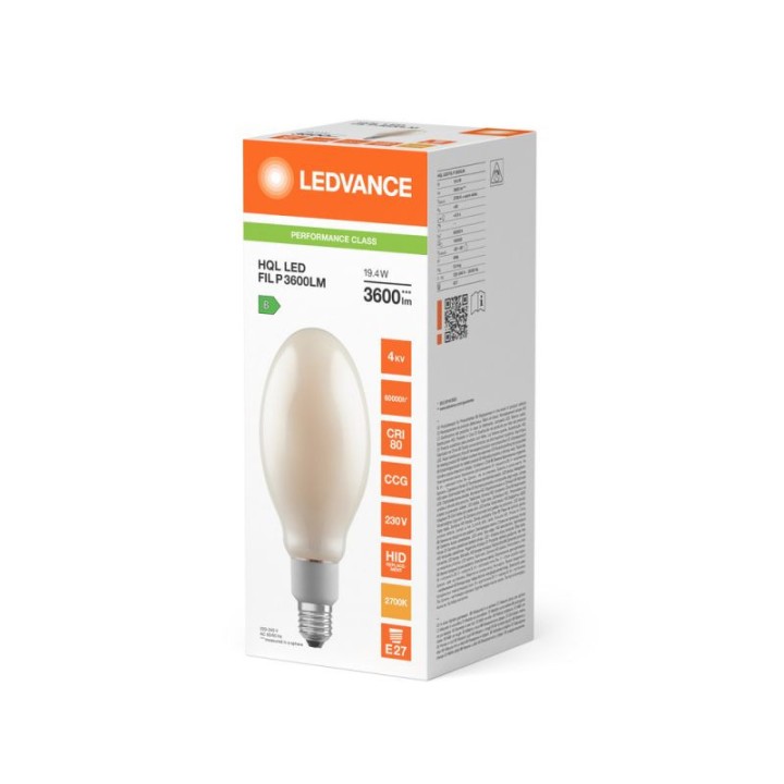 E27 HQL LED PFM 19,4w = 80w 827 2700K 3600lm IRC80 220-240v ledvance
