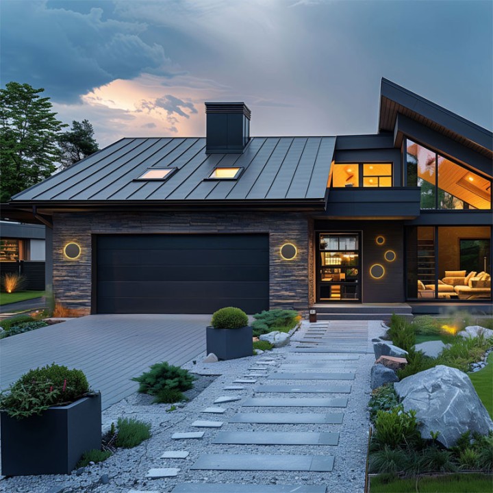 Black LED Ceiling Light 18w 3000/4000/6000K CCT IP44 D250mm Spectrum b