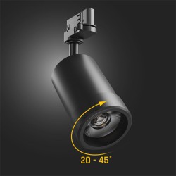 Spot Noir LED 20w CCT 3000-4000-6000K 20-45° Rail 3 all Spectrum