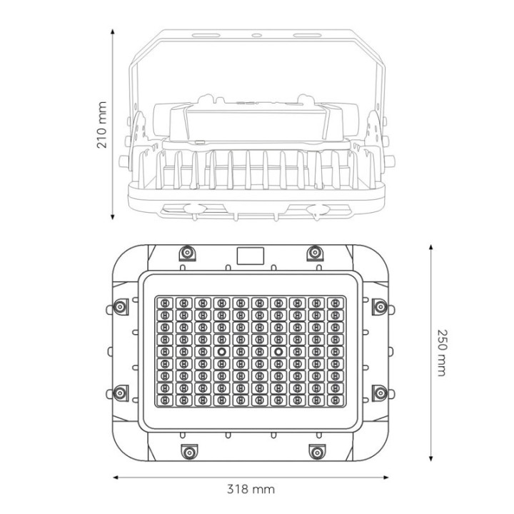 Projecteur ATEX led 150w 16000Lm IP66  Zones 1 & 2, Zones 21 & 22