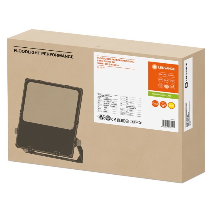 LDV FL PFM DALI ASYM 55x110 150W/3000K 18400lm IP66 Noir Projecteur Le