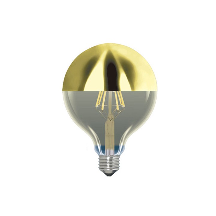 E27 globe 95 Gold bowl LED effect filament 6w=48w 2200K Dimmable LAES