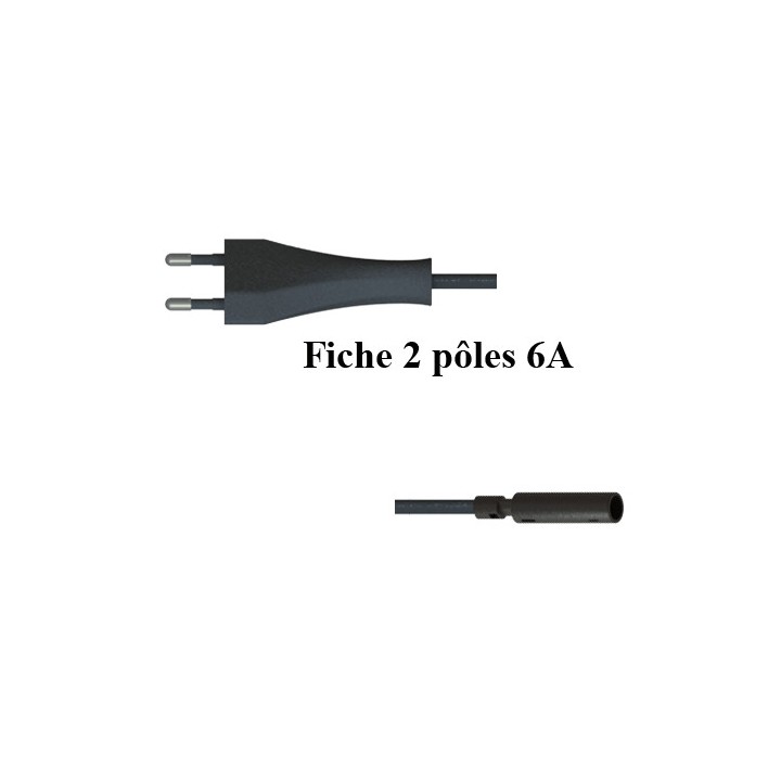 A067900090197 Câble Fiche 2P 6A 240v + fiche HV Plug&play Illuxtron