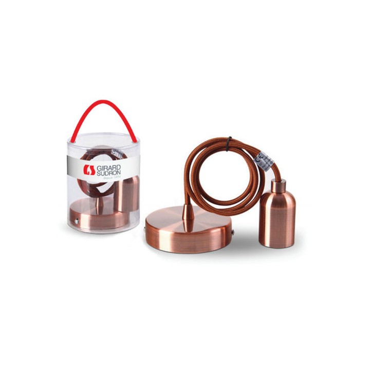 P091900875169 Suspension E27 Métal Cuivre (Câble Marron) Girard Sudron