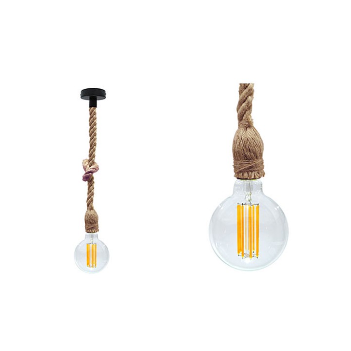 P092400988932 Suspension E27 Corde Tressée 150cm LAES (sans ampoule)