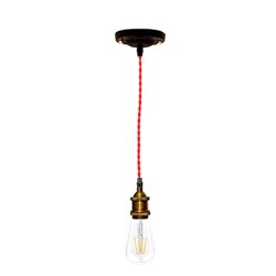 P092400987607 Suspension E27 Vintage Noir Rouge 120cm LAES (sans ampoule)