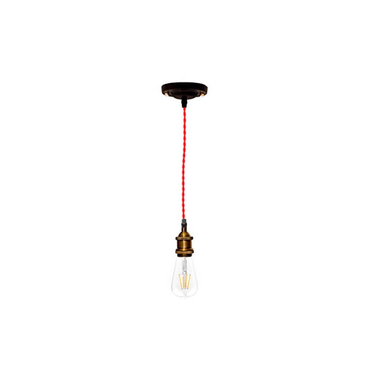 P092400987607 Suspension E27 Vintage Noir Rouge 120cm LAES (sans ampoule)