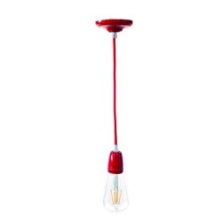 P092400987744 Suspension E27 Porcelaine Rouge LAES (sans ampoule)