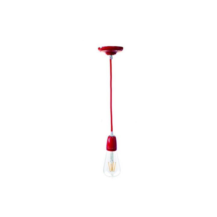 P092400987744 Suspension E27 Porcelaine Rouge LAES (sans ampoule)
