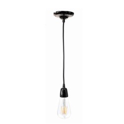 P092400987720 Suspension E27 Porcelaine Noire LAES (sans ampoule)