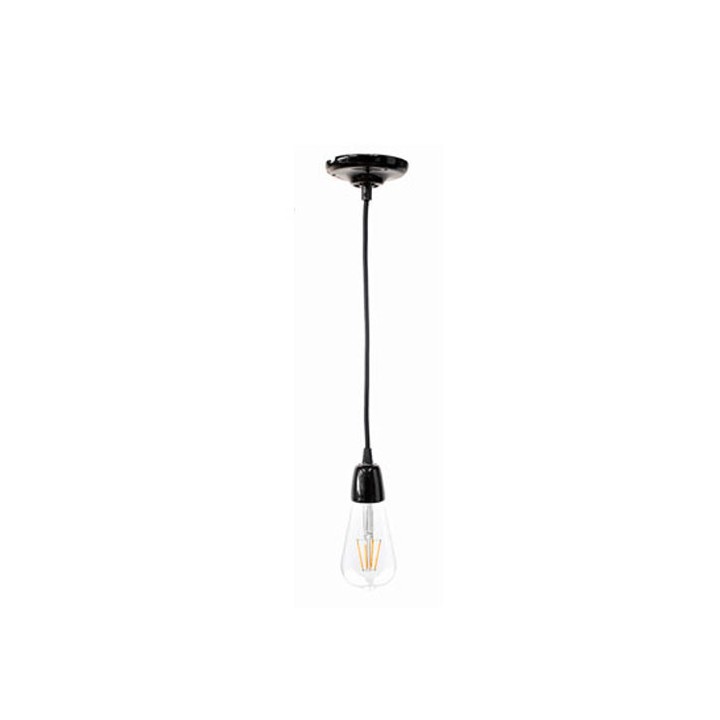 Porcelain suspension E27 Black LAES (without bulb)