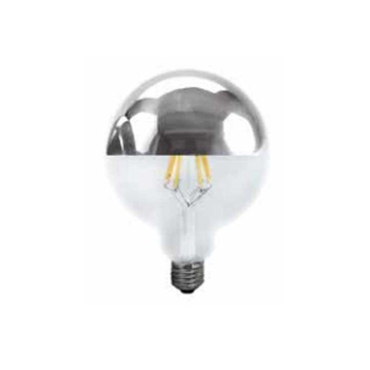 E27 globe 95 calotte argentée LED effet filament 6w=48w 2700K Dimmable LAES