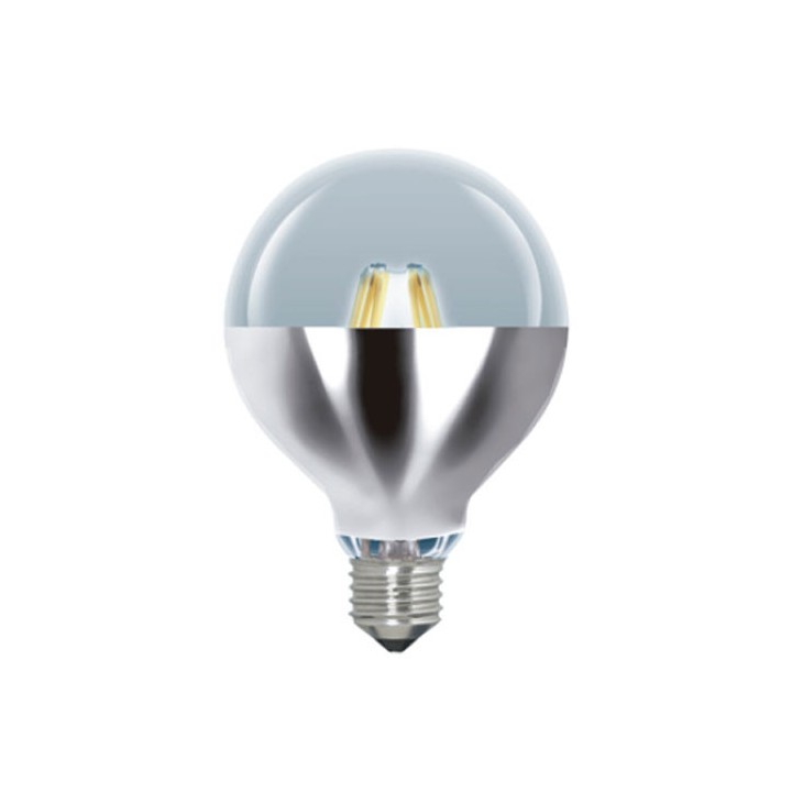 E27 globe 95 Silver Reflector LED effect filament 6w=48w 2200K Dimmable LAES
