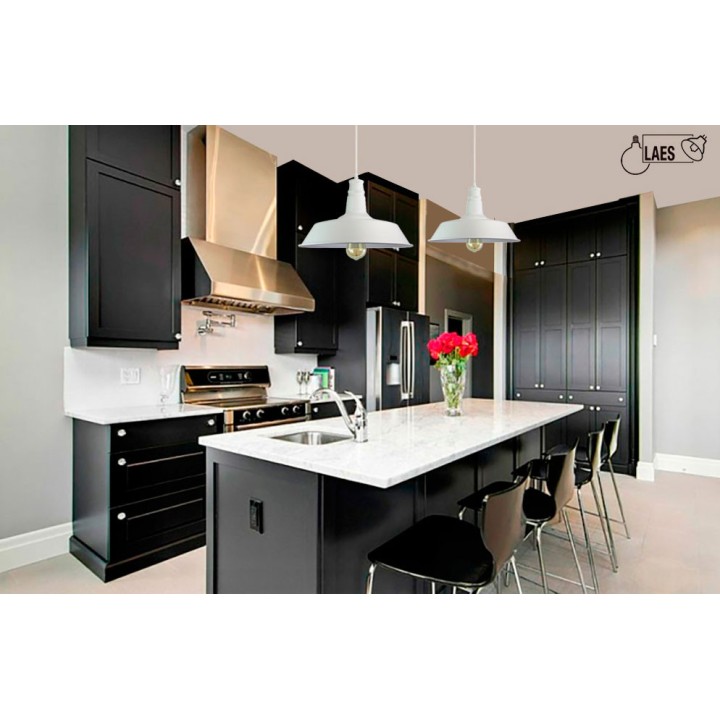 P092400988697 Suspension E27 Métal Blanc LAES (sans ampoule)