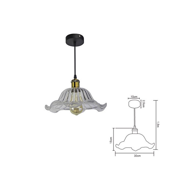 E27 Vintage Glass Pendant Lamp 150cm LAES (without bulb)