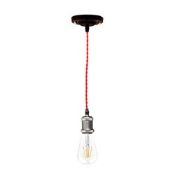 P092400987577 Suspension E27 Vintage Gris Rouge 120cm LAES (sans ampoule)