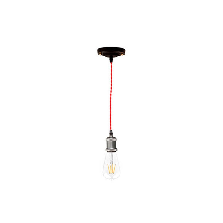 P092400987577 Suspension E27 Vintage Gris Rouge 120cm LAES (sans ampoule)