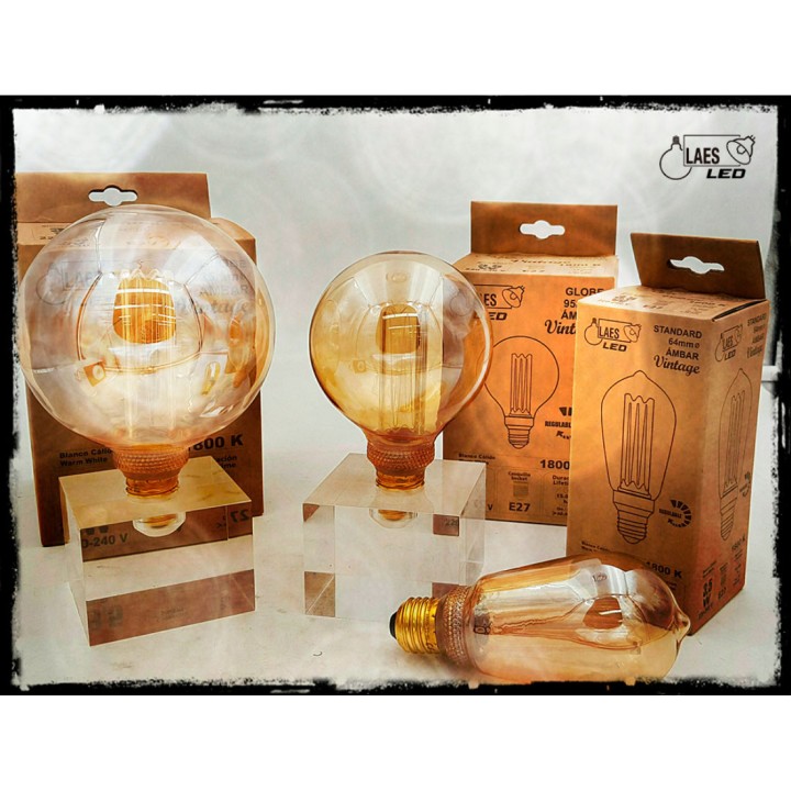 6072400990386 E27 Poirette led effet Filament 3,5w ST64 Vintage 1800K 240V LAES