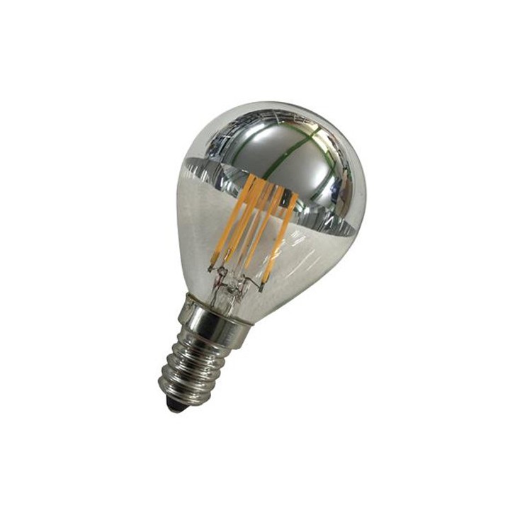 6020500383636 E14 Sphérique led effet filament 2w Claire Calotte argentée 230v