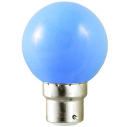 B22 LED Round 1w Blue 230v