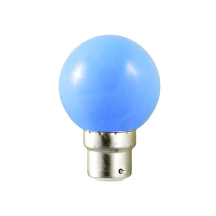 B22 LED Round 1w Blue 230v