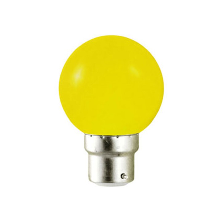 B22 LED Round 1w Yellow 230v
