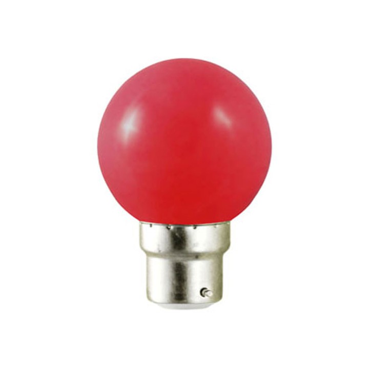 B22 LED Round 1w Red 230v