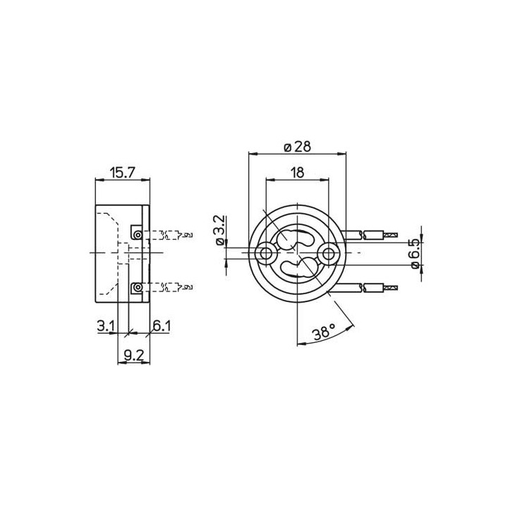 M134400234 Douille GU10 haute température 240°C fils 15cm